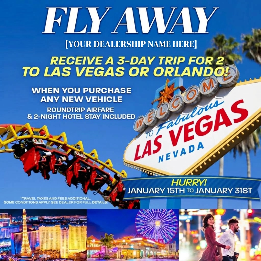 Sample auto dealer travel incentive ad